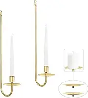 XAROO Gold Candle Sconces Set of 2, Taper & Pillar Wall Candle Holder, Wall Candle Sconces Set of Two, Decor for Entryway, Fireplace, Living Room