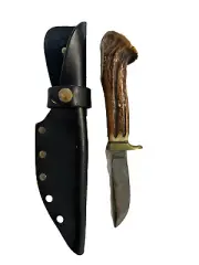 Vintage Indian Ridge Sheffield England Fixed Blade Dagger Knife Antler Stag