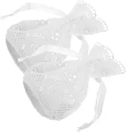 MUCKLILY 2Pcs Small Lace Drawstring Pouches Elegant White Storage Bags for Jewelry Accessories and Daily Organization Breathable Design for Party Supplies and Favors