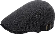 [OATIPHO] Men's Peaked Cap Classic Flat Newsboy Beret for Men Mens Cotton Flat Cap Newsboy Hats Casual Cap for Men Newsboy Snap Outdoor Hat Classy Caps Vintage Beret Mens Hats Wool Grey