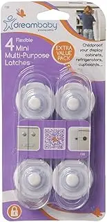 Dreambaby Mini Multi-Purpose Latches - Flexible Baby Safety Door Lock - Transparent - 4 Pack - Model G188