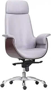Modern Ergonomic Office Chair Gaming Chair with Wood Grain Leather High Back Swivel Computer Chair for Boss Breathable Comfortable Armchair Easy to Move Ideal for Office Staff FANDIAO