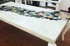 White Agate with River Design Center Table Top Epoxy Coffee Table Top for Office