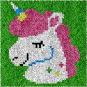 Unicorn Latch Hook Kit DIY Rug Cushion 12"x12" Pre-Printed Canvas Christmas