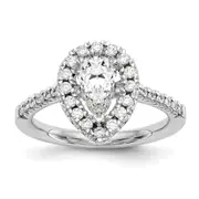14kw Pear Halo Simulated Diamond Engagement Ring
