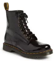 Dr. Martens 1460 Women's Lace Up Boots Black Distressed Patent Leather Size US 6