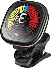 Guitar Tuner Rechargeable Clip On Color Display Tuner for All Instruments - Guitar, Violin, Ukulele & Chrom Tuning Modes, Fast & Accu E, Easy to Read, Prof Ional and Beginner Black M Black M