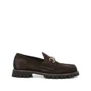 [Gucci] Gucci Horsebit Lug-sole Loafers 38 IT BROWN