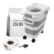25 Lbs Dog Food Storage Container, Collapsible Dog Food Container 1-25BL-White