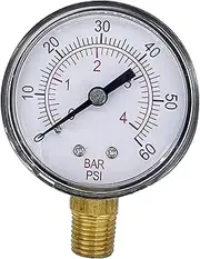 Generic Pool Pressure Gauge Bottom Mount Pressure Gauge Pool Accessories, 1/4" NPT for Swimming Pool