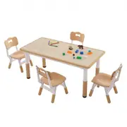 VEVOR Kids Table and 4 Chairs Set, Height Adjustable Toddler Table and Chair Set, Graffiti Desktop, Children Multi-Activity Table for Art, Craft, Read