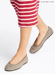 Tommy Hilfiger Tan Suede Ballerinas With Hardware (F54904) | $208