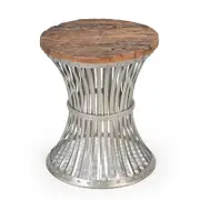Hourglass Wood And Iron Side Table