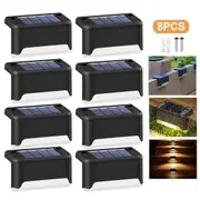 Solar LED Stairs Step Lights Garden Deck Patio Pathway Fence Lamp Outdoor