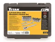 Titan Tools 68911 27 pc. 3/8 in. Drive Mechanics SAE Socket Set