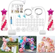 Balloon Arch Kit 8.2 ft High & 5 ft DIY Free Bending Shape Half Arch Balloon Stand Irregular Standing Balloon Arch Stand with Base for Party Birthday Wedding Decoration (White Balloon Support)