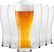 Krosno Tall Beer Pint Glasses | Set of 6 | 16.9 oz | Chill Collection | Perfect for Home, Restaurants and Parties | Dishwasher Safe