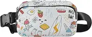 [miaozhen] Cute Cartoon Illustration Nice Day Fashionable Waist Bag Fanny Pack for businesswomen Waterproof Crossbody Passport Bag with Adjustable Strap for Workout Running Hiking, cute cartoon illustration