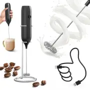 Powerful Milk Frother Handheld with Stand Rechargeable Milk Foamer Electric M...