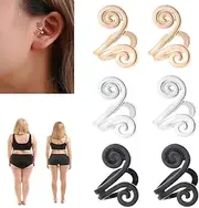 [WenFeng] Acupressure Slimming Earrings,3 Pair Ear Ornament,Non Pierced Ears Earrings for Acupressure,for Weight Loss (Black+Gold+Sliver)