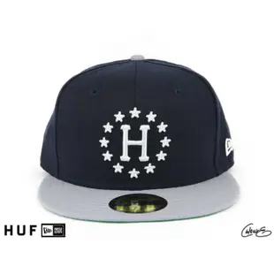 NEW ERA X HUF 星星H圓圖 黑帽灰帽沿 全封 美國品牌 街頭 聯名系列【Culture】