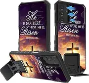 for Samsung Galaxy A13 5G/4G/A04S Case, Galaxy A13 5G Case with Slide Camera Cover, Dual Layer Built-in Kickstand Boys Men Phone Case for Samsung A04S, Jesus Bible Cross Christian