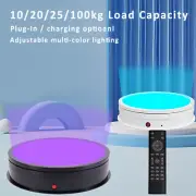 15/20/22/30/45cm Turntable W/Multi Color LED Light Rotating Display Platform New