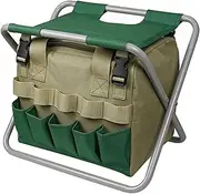 Garden Stool, Folding Garden Seat with Detachable Storage Bag, Multi-Pocket Gardening Bench, Portable Zipper Gardener Tool Seat for Adults Garden Seat