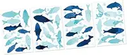 WHAMVOX Aquarium Stickers 4pcs Fish Wall Decals Boys and Girls Room Decor Removable Stickers for Bathroom