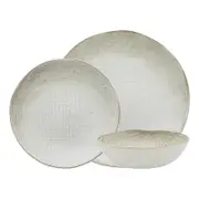 12pc Ecology Dinnerware Stoneware Linen Dinner Set Birch
