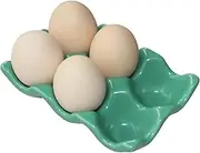 Bealuffe Ceramic Egg Holder Egg Tray Porcelain Fresh Egg Holder for Fridge Countertop Kitchen Storage Half Dozen 6 Cups