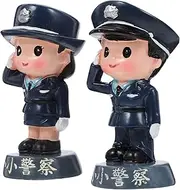 Luxshiny 2pcs Police Doll Model Decoration Cake Decor Figure Birthday Toppers for Cakes Mini Polices Figure Mini Figurines Policeman Figure Street Police Figurines Policeman Statue Resin