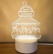 White Base Creative 3D Tricolor LED Decorative Night Light, Shape:Carousel