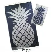 Loopys Navy Blue Pineapple premium Turkish Cotton Beach Towel Pool Bath Hammam