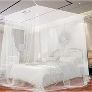 Mosquito Net Canopy for Large Bed, 240 cm x 190 cm x 210 cm, White, Machine Washable, Hexagon Mesh Polyster High Quality.