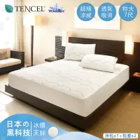 在飛比找momo購物網優惠-【眠bed】Tencel舒涼天絲床包組(雙人特大 保潔墊 浪