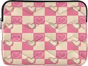 Checkerboard Pink Cream Computer Bags for Laptops, Slim Laptop Pouch 15 Inch for Women Men