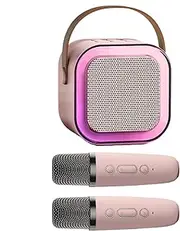 Microphone and Speaker Set, Microphone and Speaker Set, Karaoke Portable Systems with 2 Wireless Microphones, Disco Light for Christmas Birthday