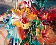 BERYART Paint by Numbers for Adults/Kids/Beginners 16 x 20 inch Canvas Painting with Brushes and Acrylic Paints - Gorgeous Flowers (Frameless)