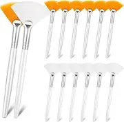 14 Pieces Fan Brushes Facial Applicator Brush Soft Fan Brushes Acid Applicator Brush Cosmetic Makeup Applicator Tools for Mud Cream (5.82 Inches, Yellow, White)