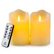 Flameless Candles with 10 Key Remote Timer Flickering Tear Wave Shaped Tealig...