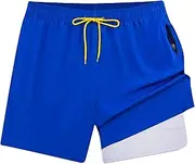 [Aosufei] Men's Waterproof Quick Dry Swim Trunks Casual Breathable Solid Shorts Lightweight Drawstring Board Shorts
