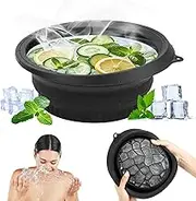 Face Ice Bath Bowl, Wash Bowl for Face, Built-in Ice Cube Tray, Sink, Silicone Face Ice Tray, Foldable Facial Ice Bath Bowl for Swelling Relief, Portable Face Bowl for
