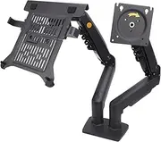 Monitor and Laptop Mount, Adjustable 2 in 1 Combo Mount for 17-30in Display and 10-17in Laptop, Single Arm Holds 19.8lbs