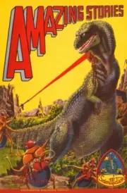 1929 SCIENCE FICTION DINOSAUR BUGS WITH RAY GUN SPACE BATTLE ART POSTER