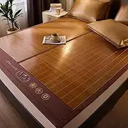 GUAWJRZDP Summer Cooling Bamboo Mat, Foldable Double Sided Bamboo Mat for Bed, Bamboo Cooling Mattress Topper, Home Quick Cooling Textile Rattan Mat Suitable, Bedroom Essential for Summer Sleeping(Bro