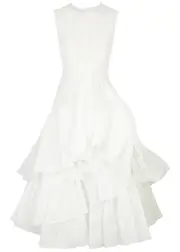 Roksanda Radica Ruffled Taffeta Midi Dress - Ivory - 8 (UK8 / S) 8 (UK8 / S)