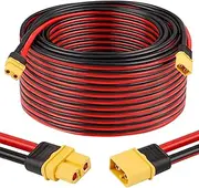 MOOKEERF 12AWG XT60 Extension Cable - 100FT with Male to Female Connector for RC Battery, Portable Power Station & Solar Panel