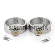 Stainless Steel Lockable Handcuffs Wrist Restraints Hand Cuffs Fetishs