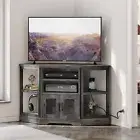 Corner TV Stand with Power Outlets & LED Lights TV Console Entertainment Center